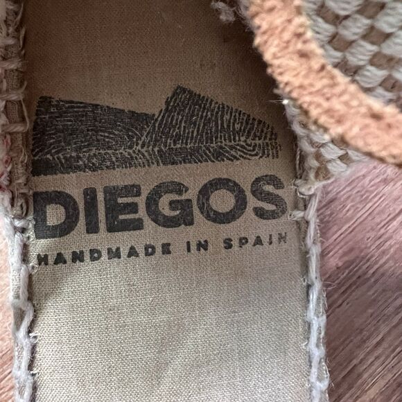 Diegos Ivory flat Carmen Espadrille Sz 8.5 US/39 EU Hand made Spain Leather Tie - Picture 8 of 10